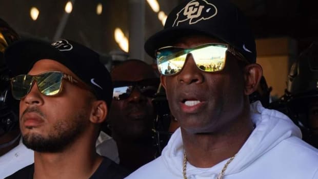Deion Sanders in the tunnel at Rose Bowl vs. UCLA